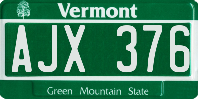 VT license plate AJX376