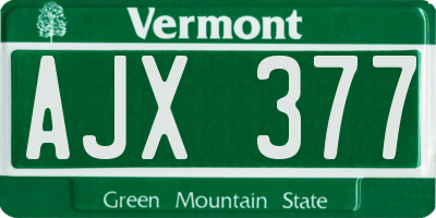 VT license plate AJX377