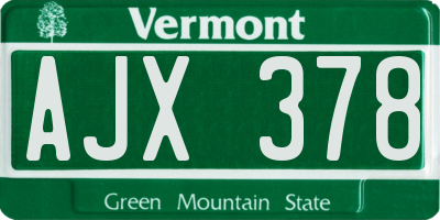 VT license plate AJX378