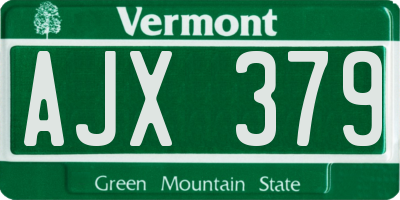 VT license plate AJX379