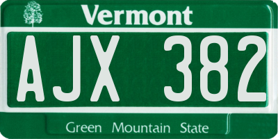 VT license plate AJX382