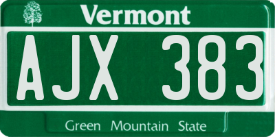 VT license plate AJX383