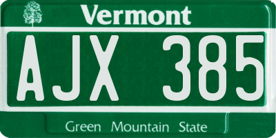 VT license plate AJX385