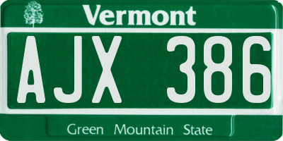 VT license plate AJX386