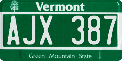 VT license plate AJX387