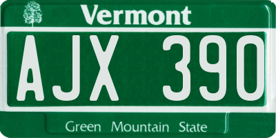 VT license plate AJX390