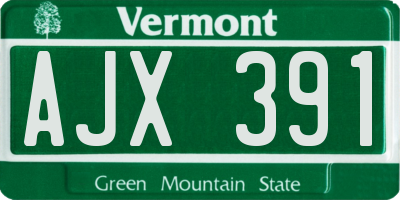 VT license plate AJX391