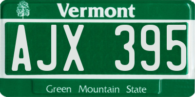 VT license plate AJX395