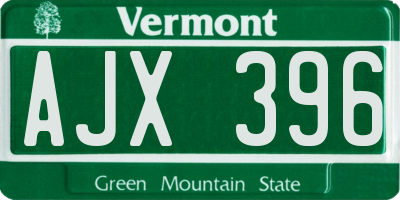 VT license plate AJX396