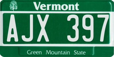 VT license plate AJX397