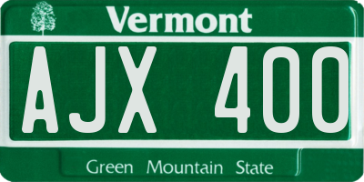 VT license plate AJX400