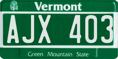 VT license plate AJX403