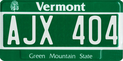 VT license plate AJX404