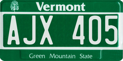 VT license plate AJX405
