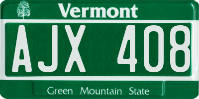 VT license plate AJX408