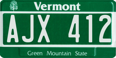 VT license plate AJX412