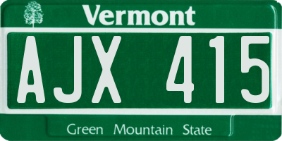 VT license plate AJX415
