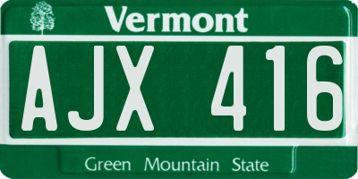 VT license plate AJX416