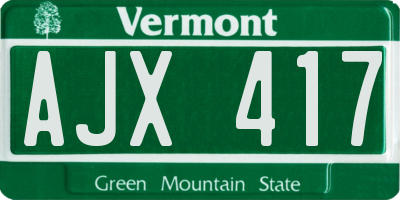 VT license plate AJX417