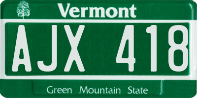 VT license plate AJX418