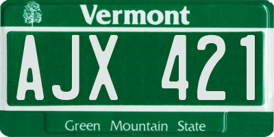 VT license plate AJX421