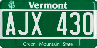 VT license plate AJX430