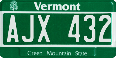VT license plate AJX432