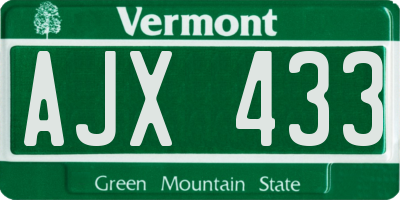 VT license plate AJX433