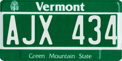 VT license plate AJX434