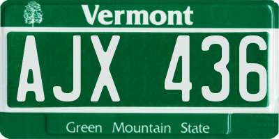 VT license plate AJX436