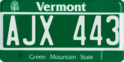 VT license plate AJX443
