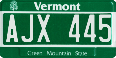 VT license plate AJX445