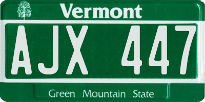 VT license plate AJX447
