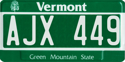 VT license plate AJX449