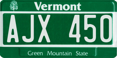 VT license plate AJX450