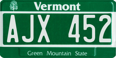 VT license plate AJX452