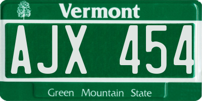 VT license plate AJX454