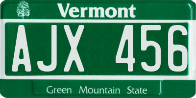 VT license plate AJX456