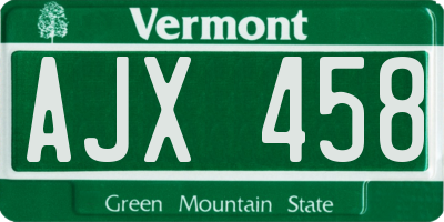 VT license plate AJX458