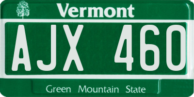 VT license plate AJX460
