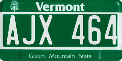 VT license plate AJX464