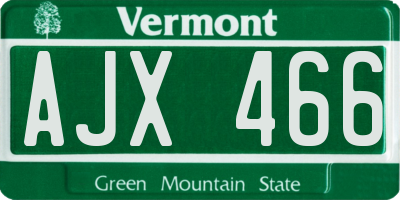 VT license plate AJX466