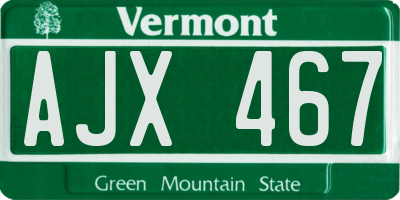 VT license plate AJX467