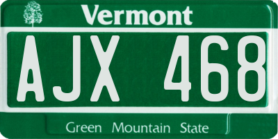 VT license plate AJX468