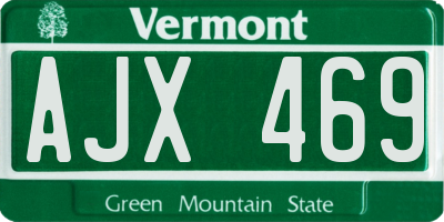 VT license plate AJX469