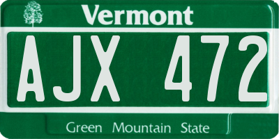 VT license plate AJX472