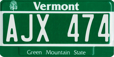 VT license plate AJX474