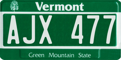VT license plate AJX477
