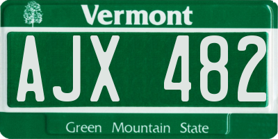 VT license plate AJX482