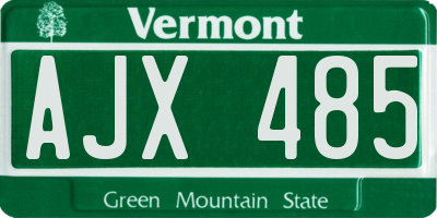 VT license plate AJX485
